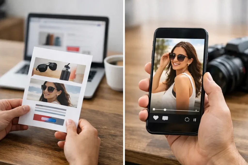 Anuncios estáticos vs video corto: qué vende más